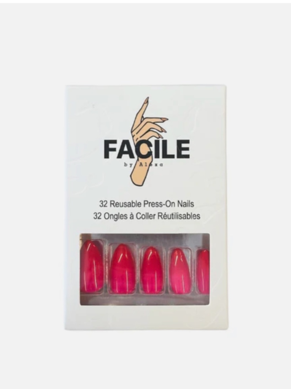 FACILE 24 Reusable Press On Nails in "Dirty Shirley" Brand New in Box Nail Kit